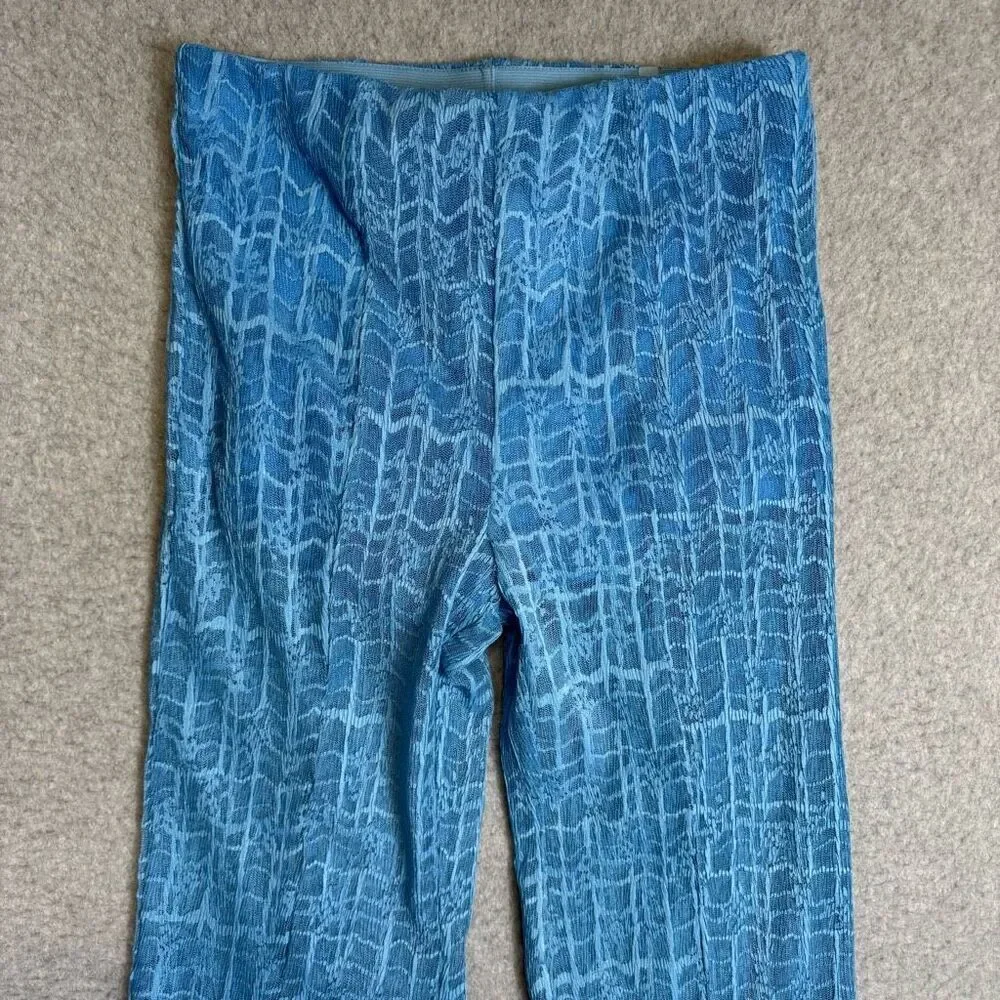 Free People Women's XS In The Night Lace Flare Pant Blue Elastic Waist Pull On